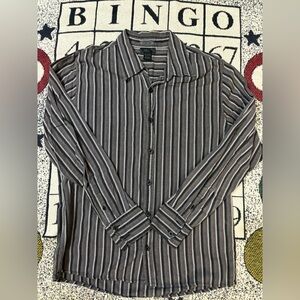 BKE Dark Striped Button Down Shirt, Long Sleeve Mens Large